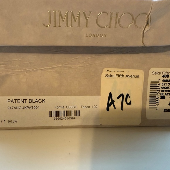 JIMMY CHOO ANOUK  BLACK PATENT PUMPS SIZE 37.5 - Picture 7 of 7